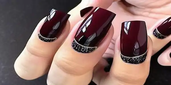 Dark Cherry Red Nails
