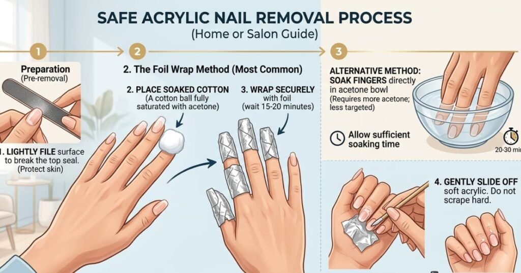 how to remove acrylic nails without damaging natural nails